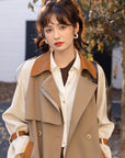 Haute Couture British Style Color Patchwork Trench Coat
