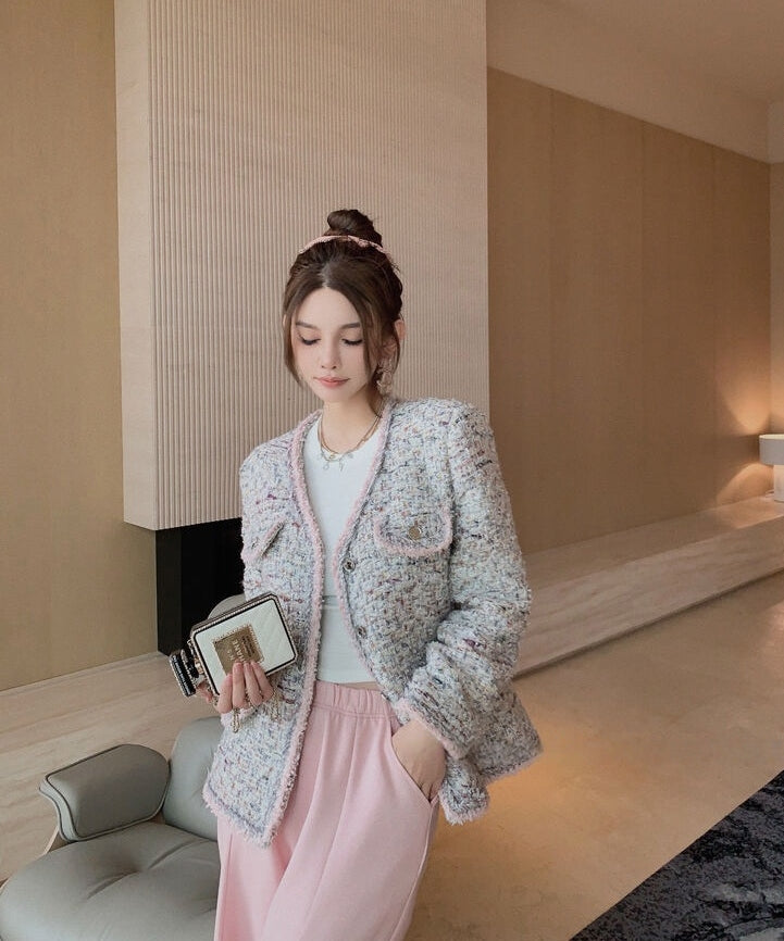 Deluxe Tweed Jacket in Blush Tones