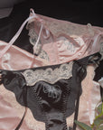 Light Luxury Rhinestone Lace up Satin Low Waist Panties (Pack of 2)