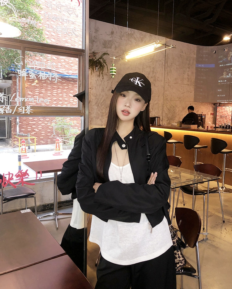 Sweet & Cool Girl Style Stand Collar Jacket