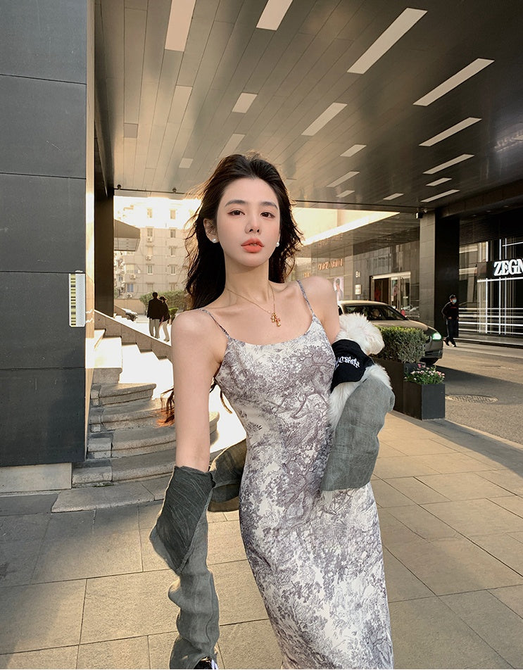 Fishtail Dress With Chinese Ink Sling