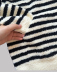 Upgraded Black & White Striped Flannel Loungewear Set