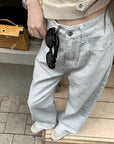 Must-Have Pants! Baby Blue Straight-Leg Floor-Length Jeans