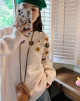 3D Embroidered Cashmere Loose Sweater