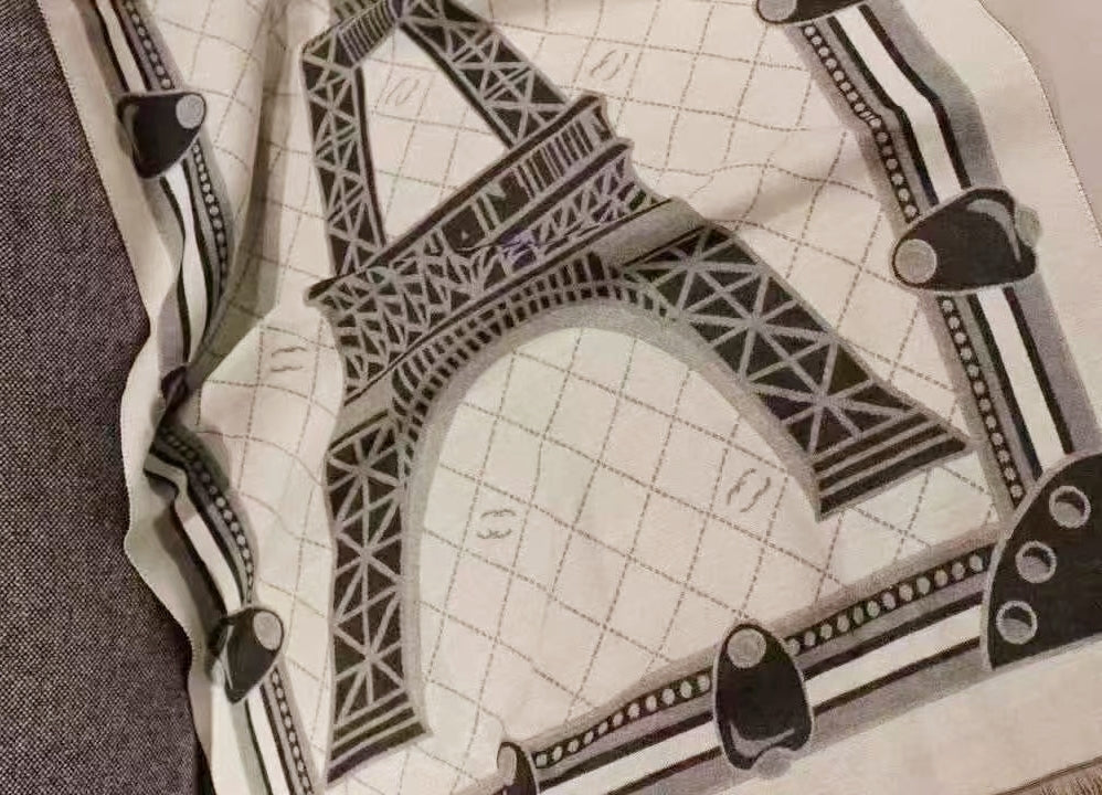 100% Pure Wool Paris Eiffel Tower Scarf(with gift box)