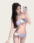 3D Purple Floral Bikini