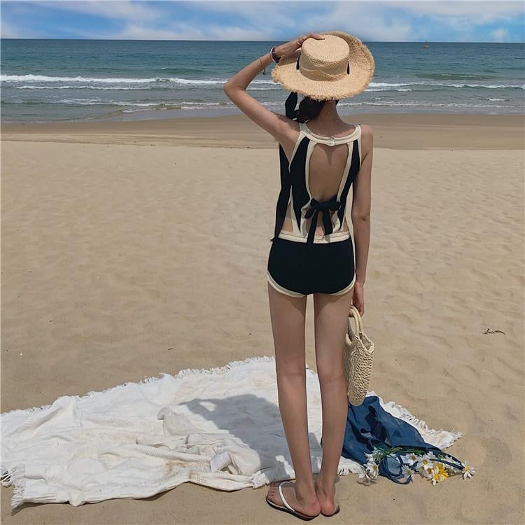 Backless One-Piece Swimsuit in Instagram Style