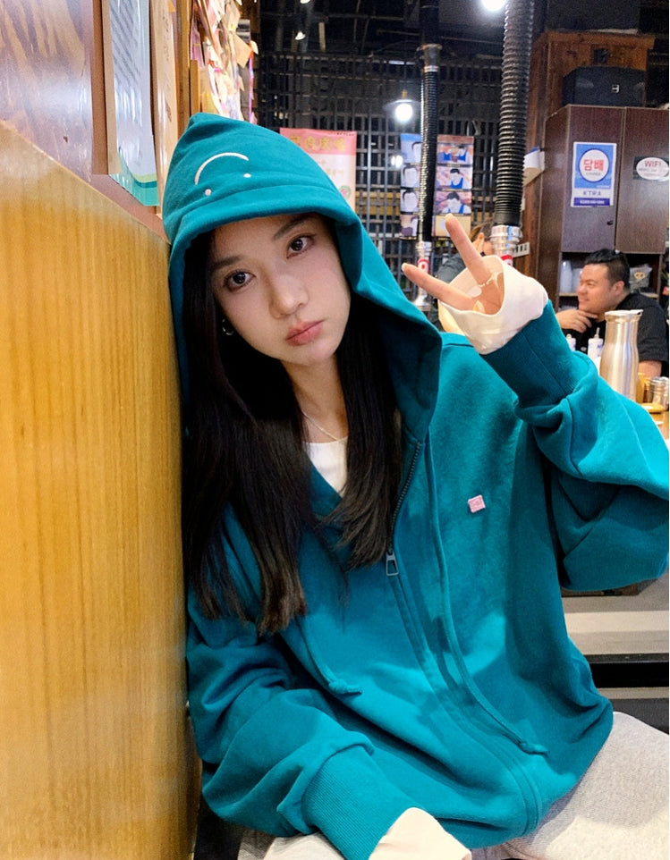 Gawk Embroidered Smiley Face Hoodie