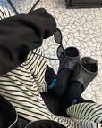 Striped Fleece-Lined Wide-Leg Pants
