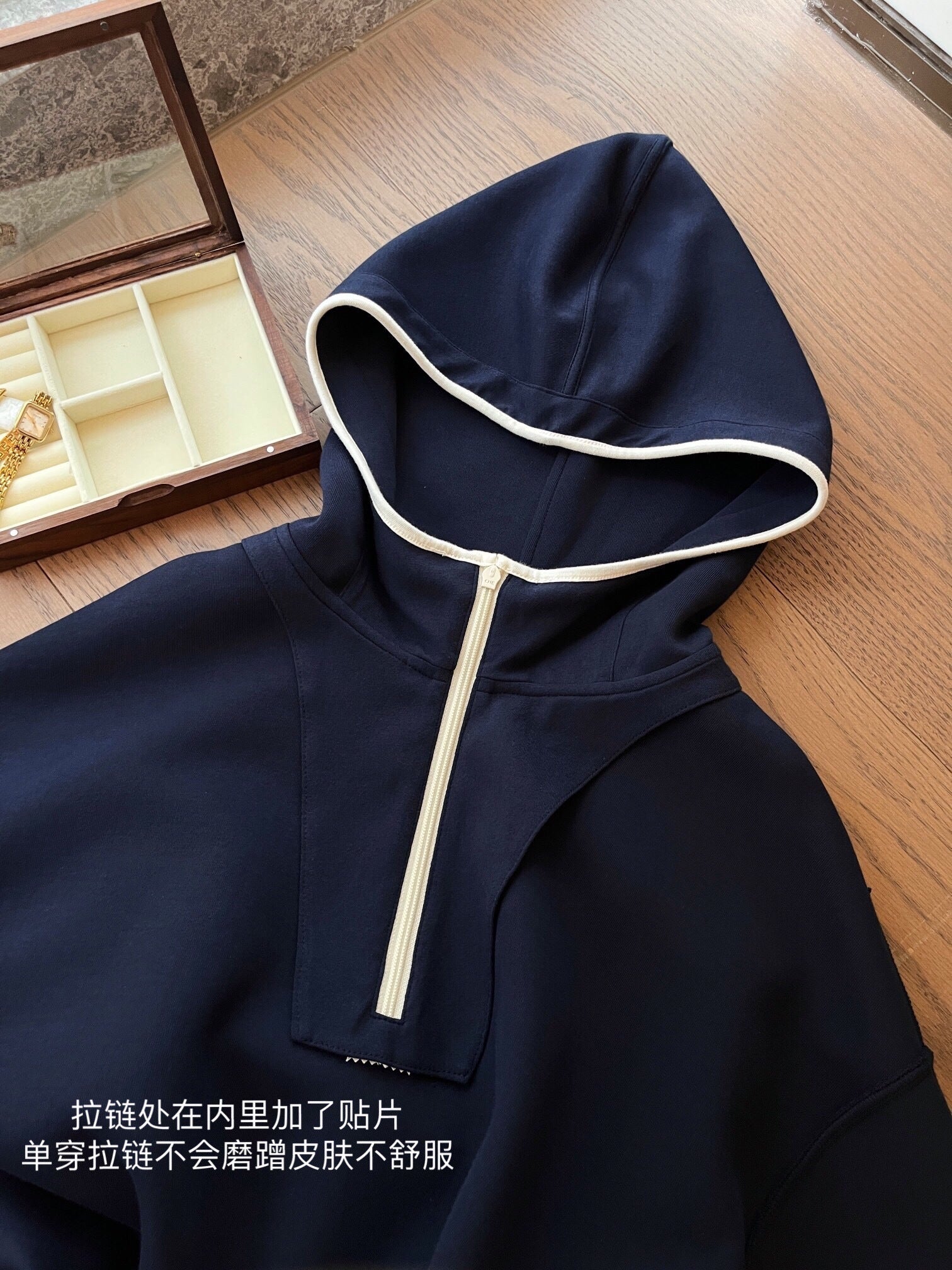 Hooded Color-Block Half-Zip Sweatshirt