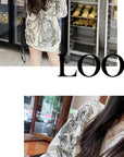 Lazy Style Printed Round Neck Knit Sweater
