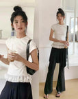 Japan EGG Lace Panel Shoulder Tee