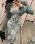Fishtail Dress With Chinese Ink Sling