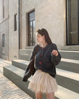 La Chapelle Heart-Button Knit Cardigan