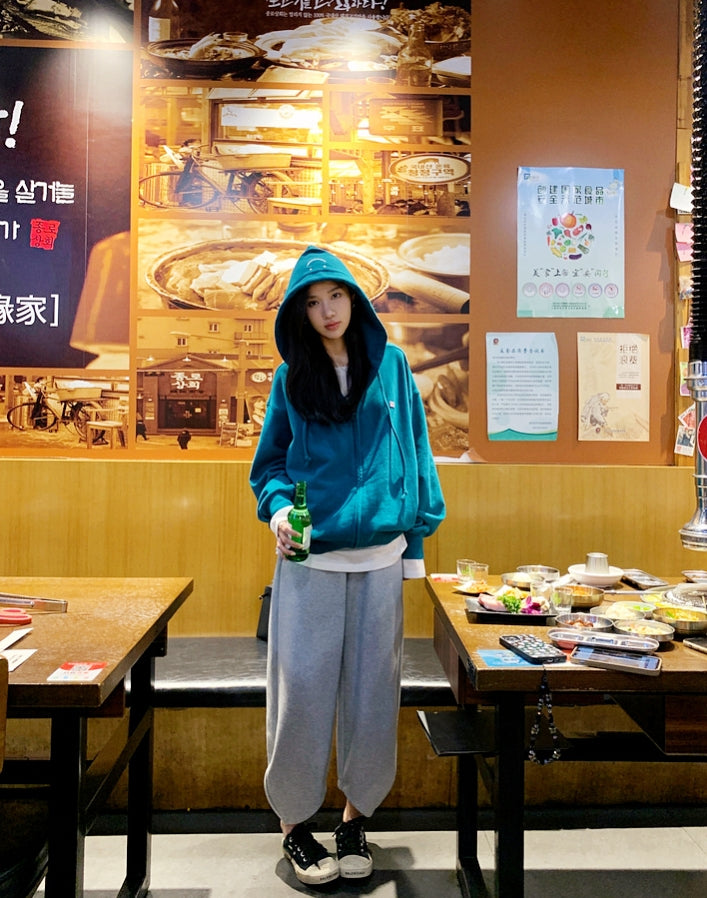 Gawk Embroidered Smiley Face Hoodie
