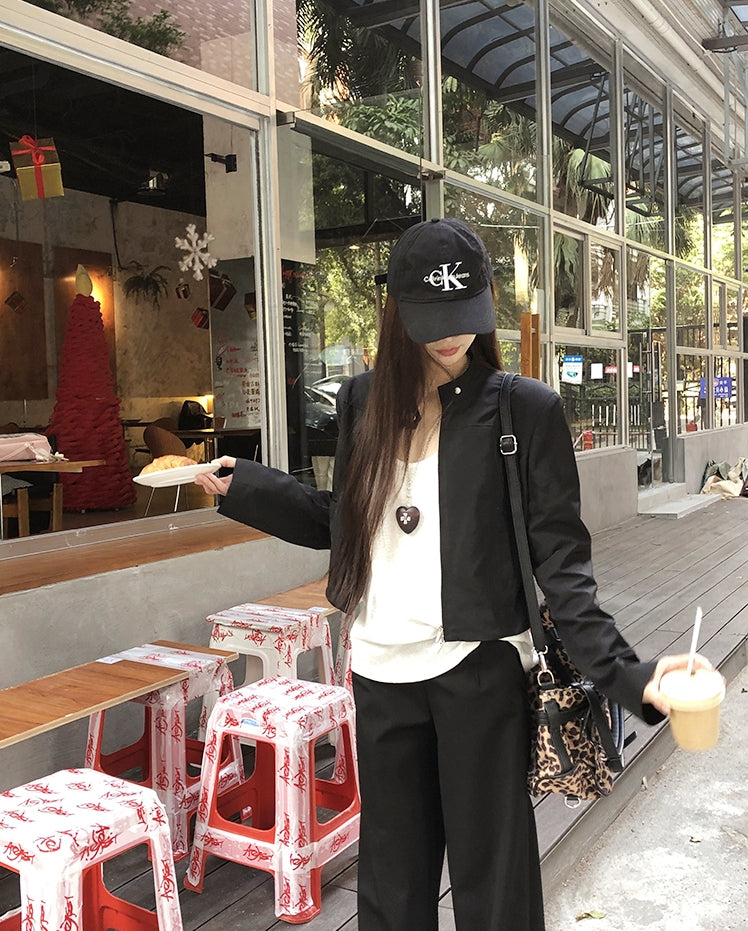 Sweet & Cool Girl Style Stand Collar Jacket