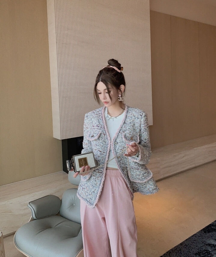 Deluxe Tweed Jacket in Blush Tones