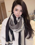 Double-sided Cashmere Geometric Pattern Oversized Scarf