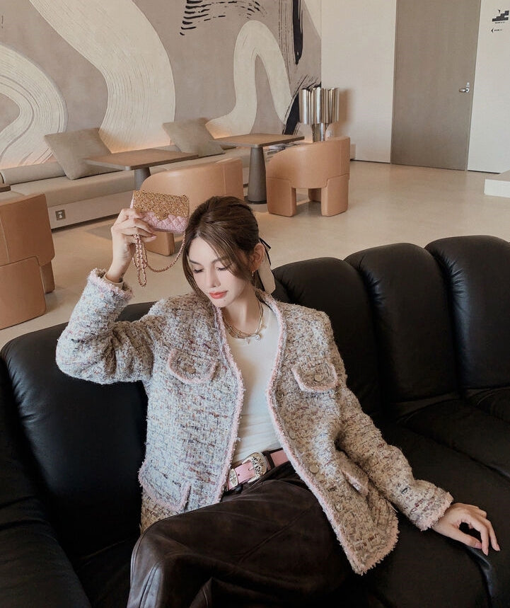 Deluxe Tweed Jacket in Blush Tones