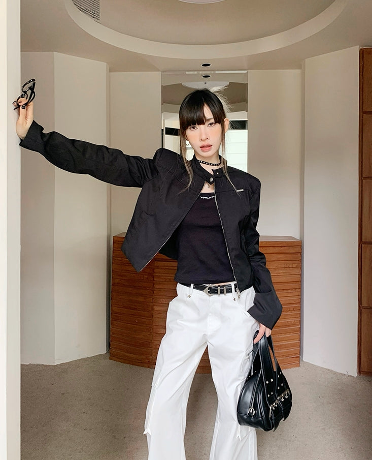 Sweet & Cool Girl Style Stand Collar Jacket