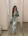 Fishtail Dress With Chinese Ink Sling