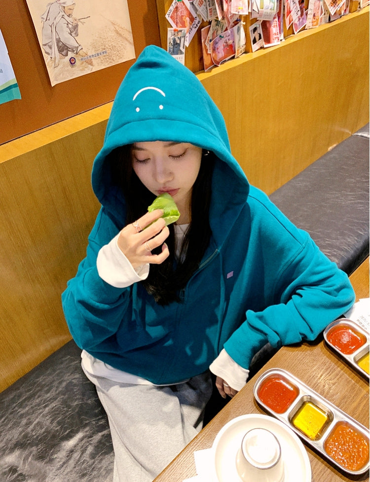 Gawk Embroidered Smiley Face Hoodie