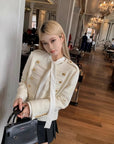 Knight Military Style Double-Breasted Gold Button Tweed Jacket