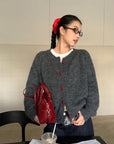 La Chapelle Heart-Button Knit Cardigan