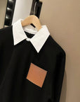 PU Leather Logo Sweatshirt