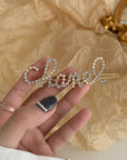Middle Ancient Chanel Style Pearl Water Drill Hairpin