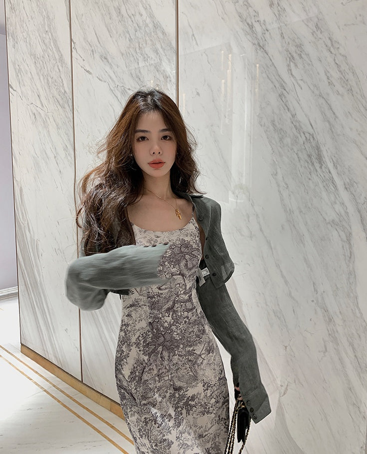 Fishtail Dress With Chinese Ink Sling