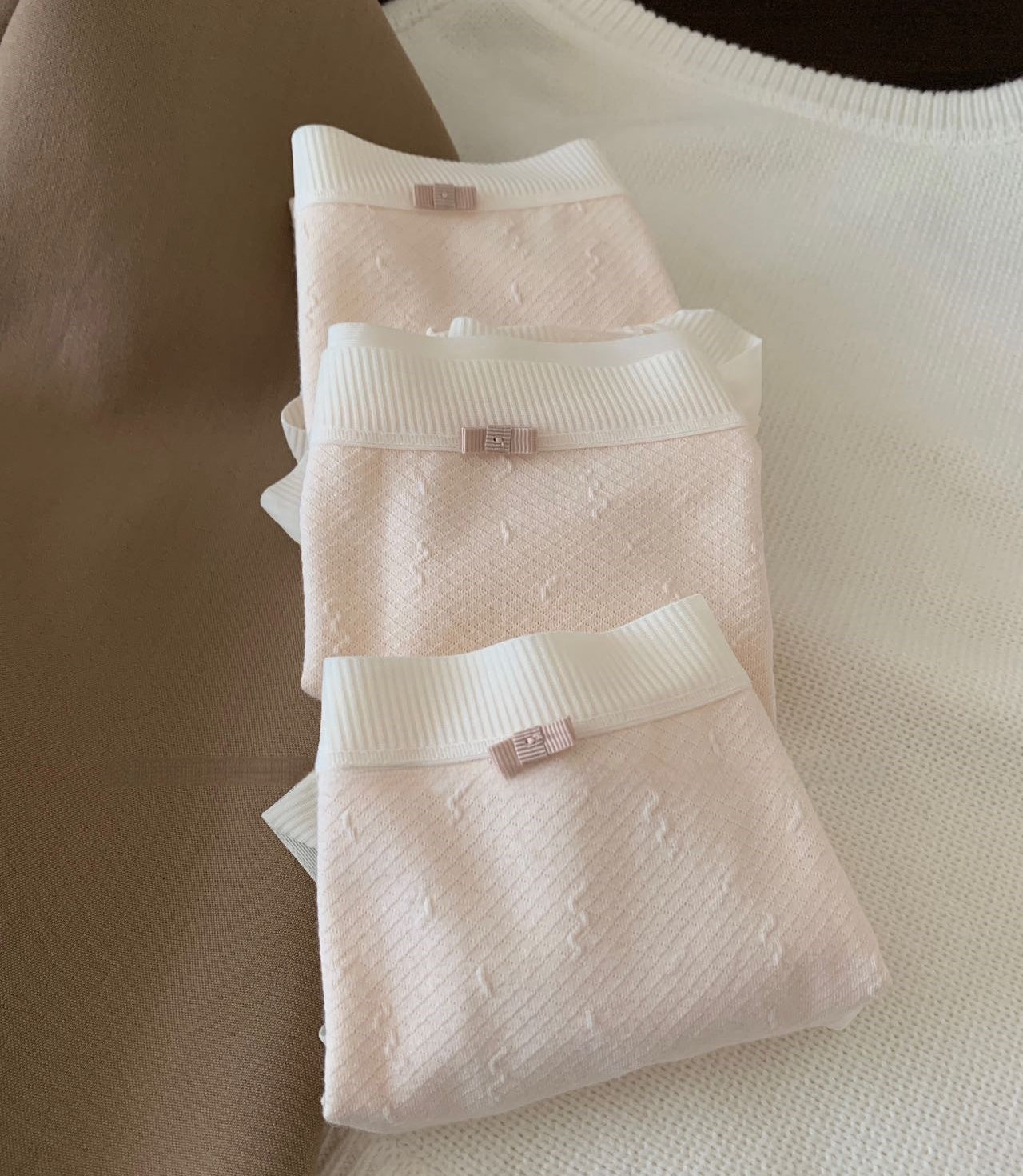 Gentle Silk Antibacterial Morandi Powder Mid-Waist Briefs (3 Packs)