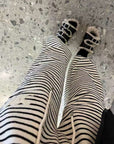Striped Fleece-Lined Wide-Leg Pants