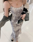 Fishtail Dress With Chinese Ink Sling