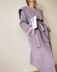 Purple Mu Fragrance 100% Double-Faced Wool Lapel Coat