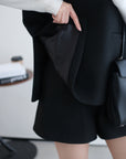Tailored Wool Vest and A-Line Wide-Leg Shorts Set
