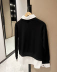 PU Leather Logo Sweatshirt