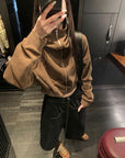 Molasses-Toned Hooded Zip-Up Sweatshirt