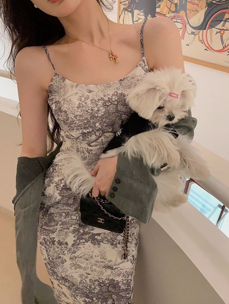 Fishtail Dress With Chinese Ink Sling