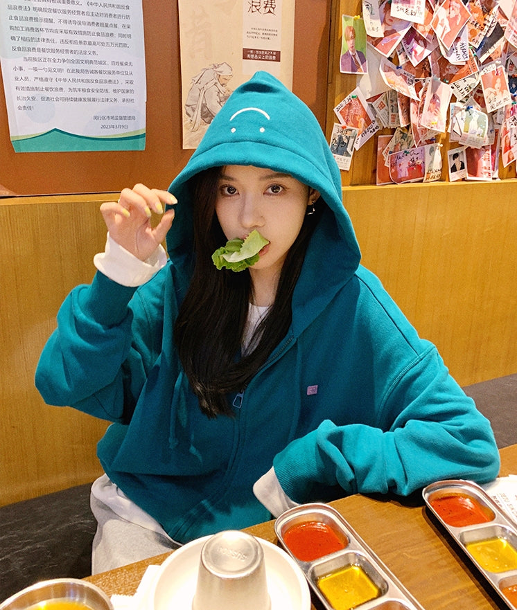 Gawk Embroidered Smiley Face Hoodie