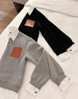 PU Leather Logo Sweatshirt
