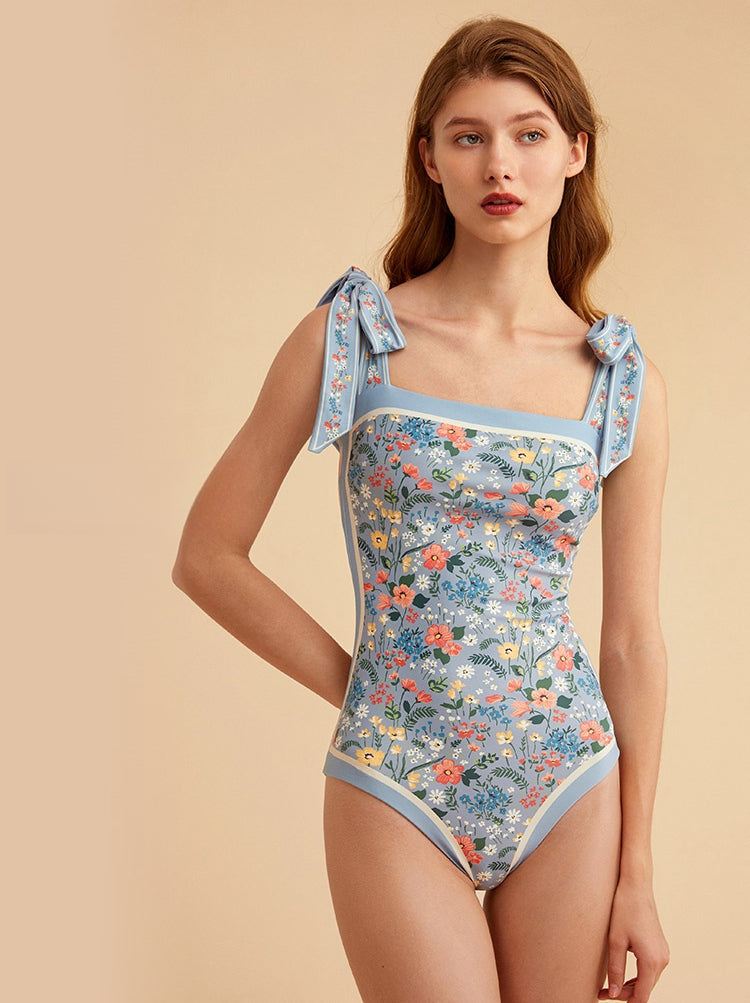 Visual Mood Retro French 2-Face Print One-Piece