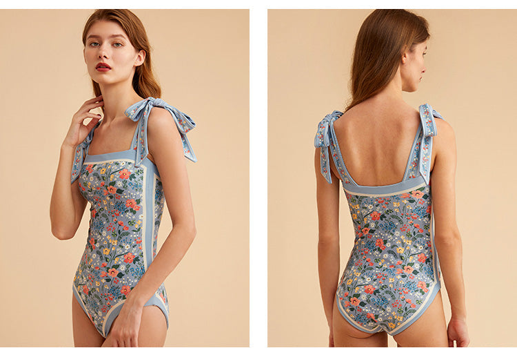 Visual Mood Retro French 2-Face Print One-Piece