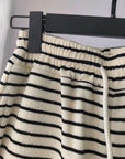 Striped Fleece-Lined Wide-Leg Pants