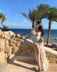 One-Shoulder Ruffled Swimsuit with Sheer Cover-Up