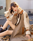 Haute Couture British Style Color Patchwork Trench Coat