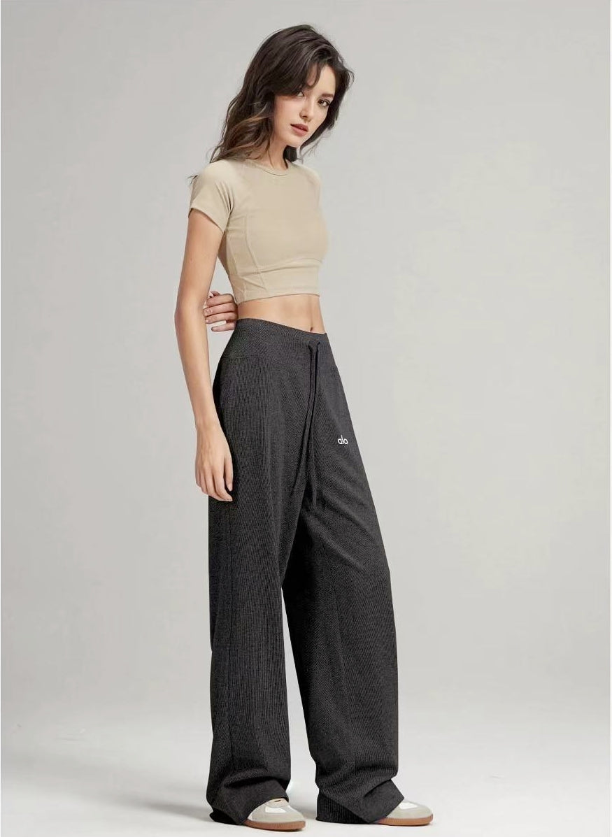 Trending ALO Wide-Leg Floor-Length Pants (Dark Gray)