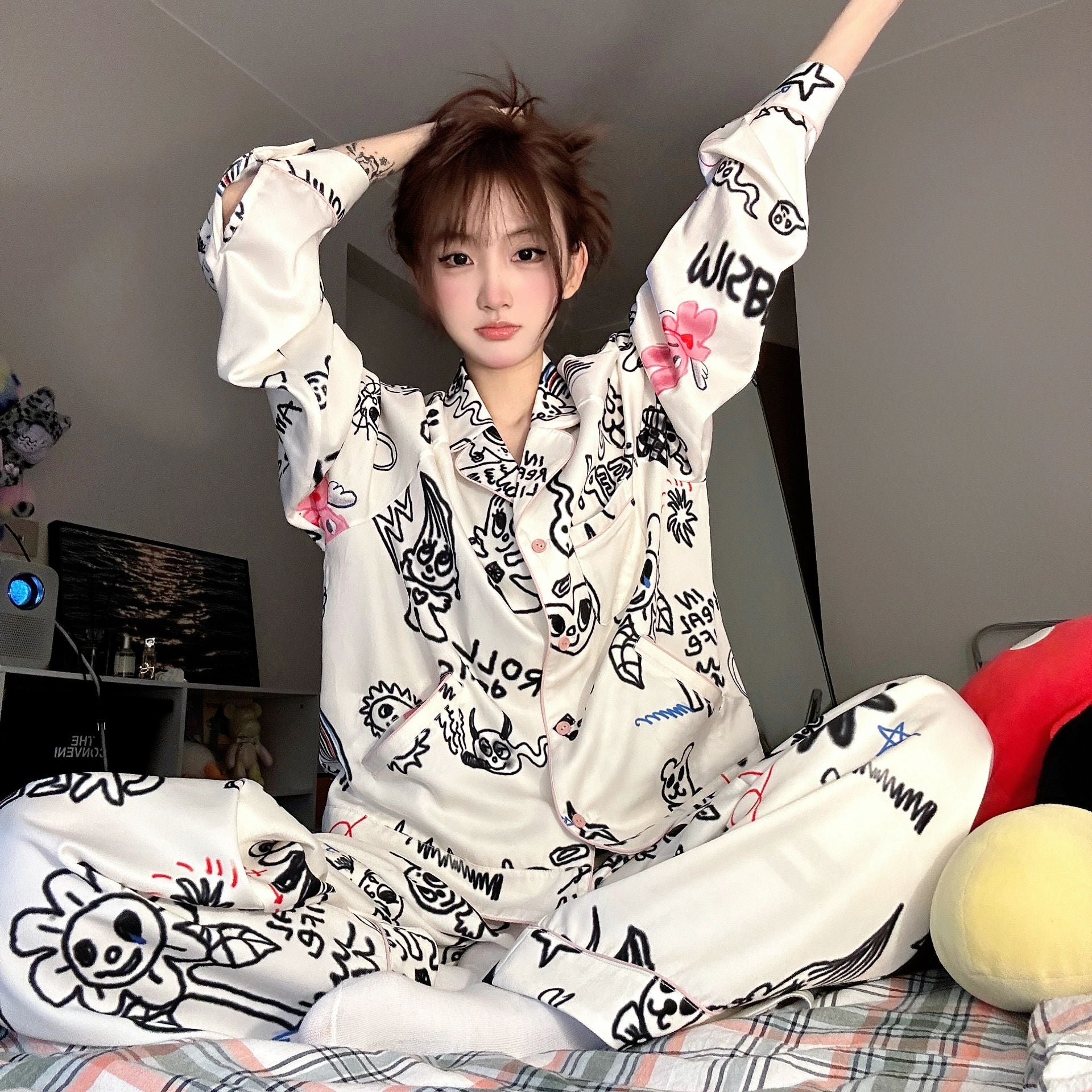 Cotton Graffiti Design Cotton Pajama Set