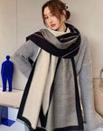 Double-sided Cashmere Geometric Pattern Oversized Scarf