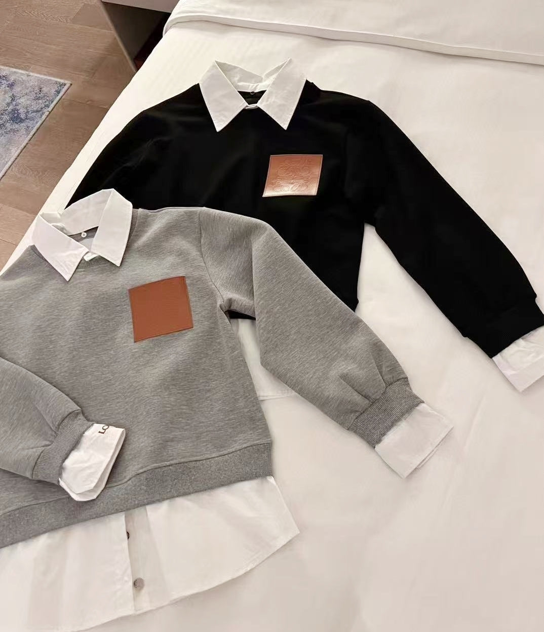 PU Leather Logo Sweatshirt